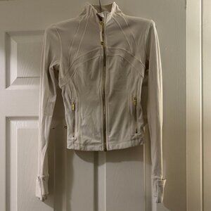 Lululemon Athletica Define Cropped Jacket - Light Ivory and Gold, Size 2